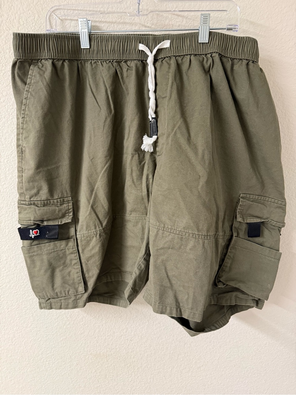 Olive Drawstring Cargo Shorts